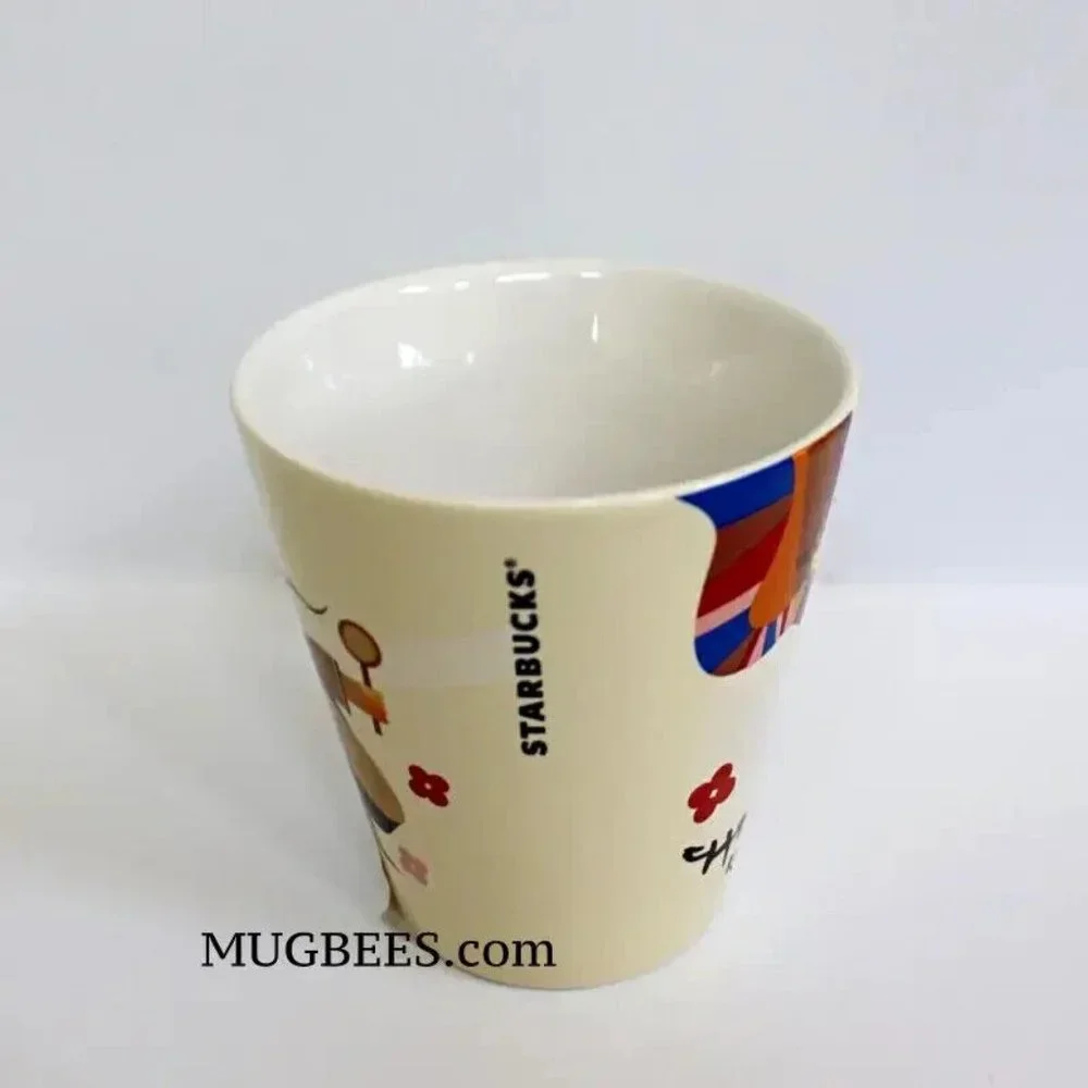 Starbucks Korea Heritage Collection Twirl Handle Ceramic Coffee Cup Mug